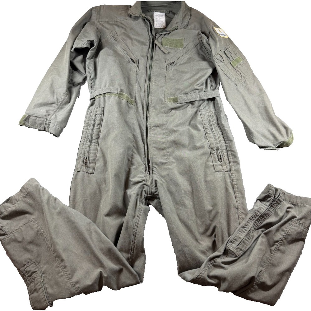 Mooney Fire Resistant Flyers Coveralls Mens 44 Regular Flight Suit Olive Green